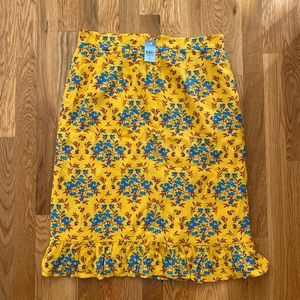 NWT Yellow and blue floral midi skirt